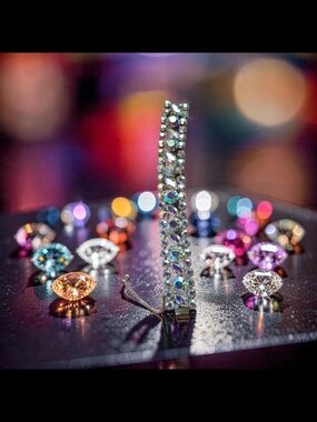 Crystal Pave Statement Bracelet - Aurora Borealis Sparkle